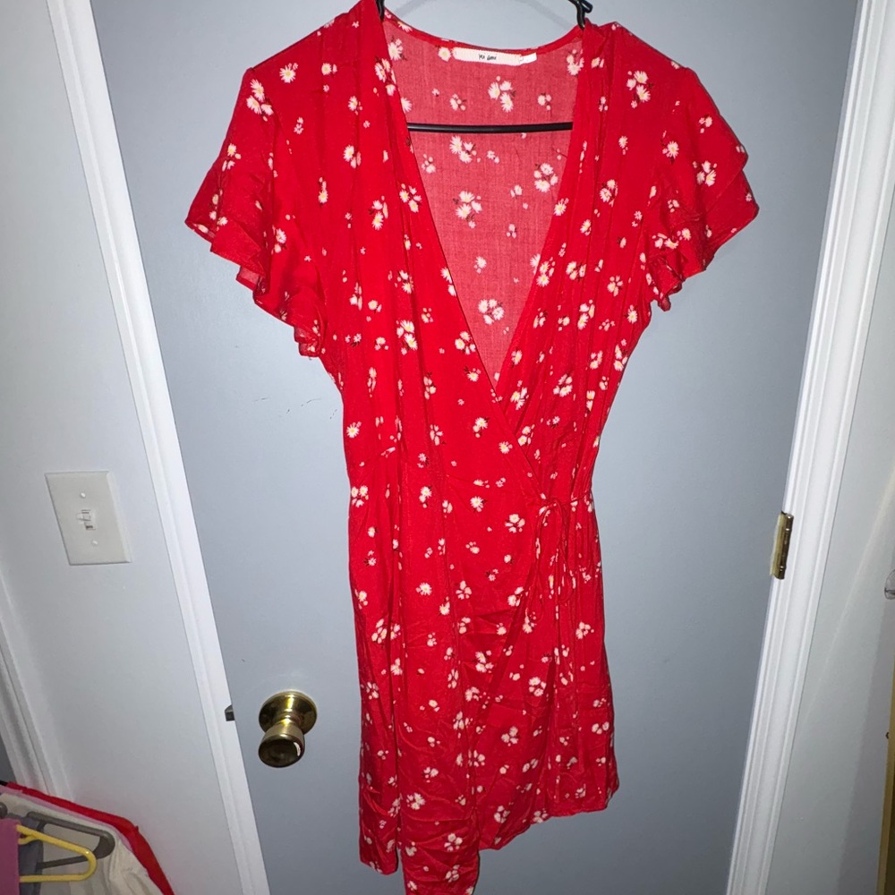 Others Follow Red and White Floral Mini Dress